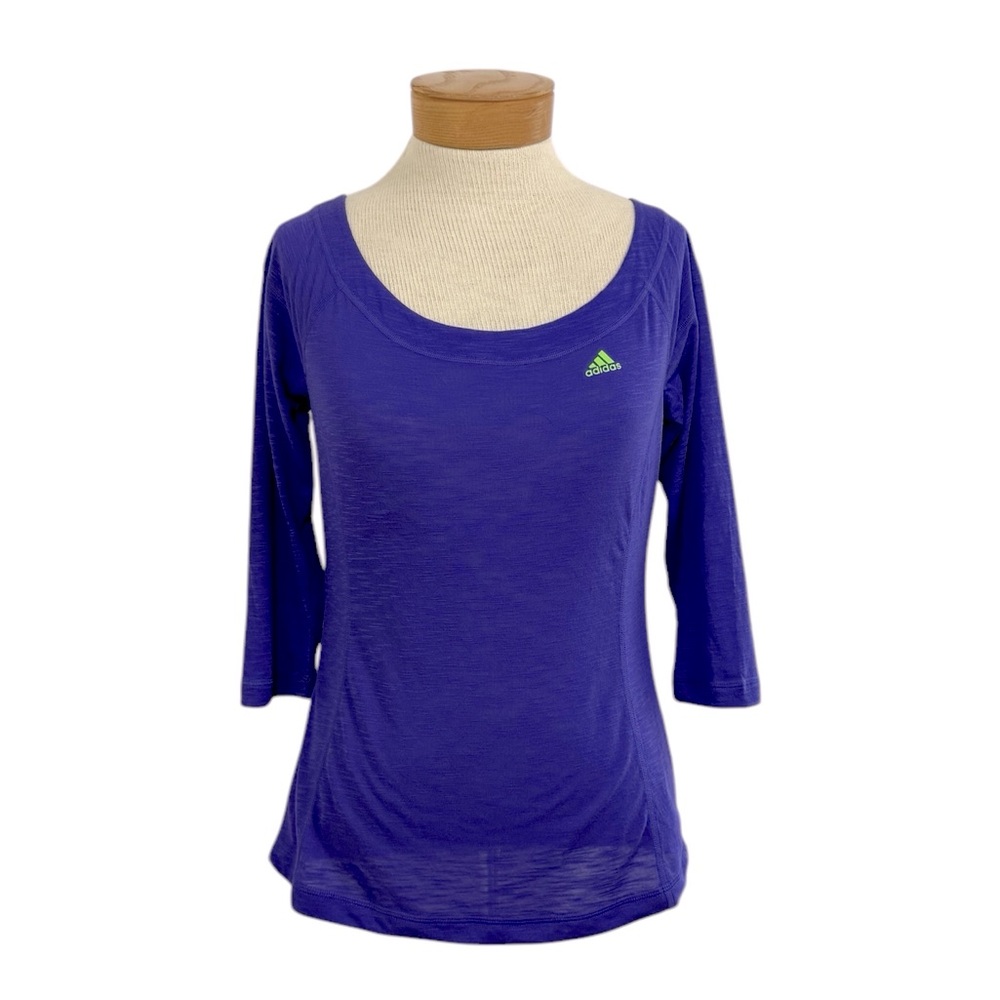 Adidas Performance XS Purple 3/4 Sleeve Climalite Activewear Top